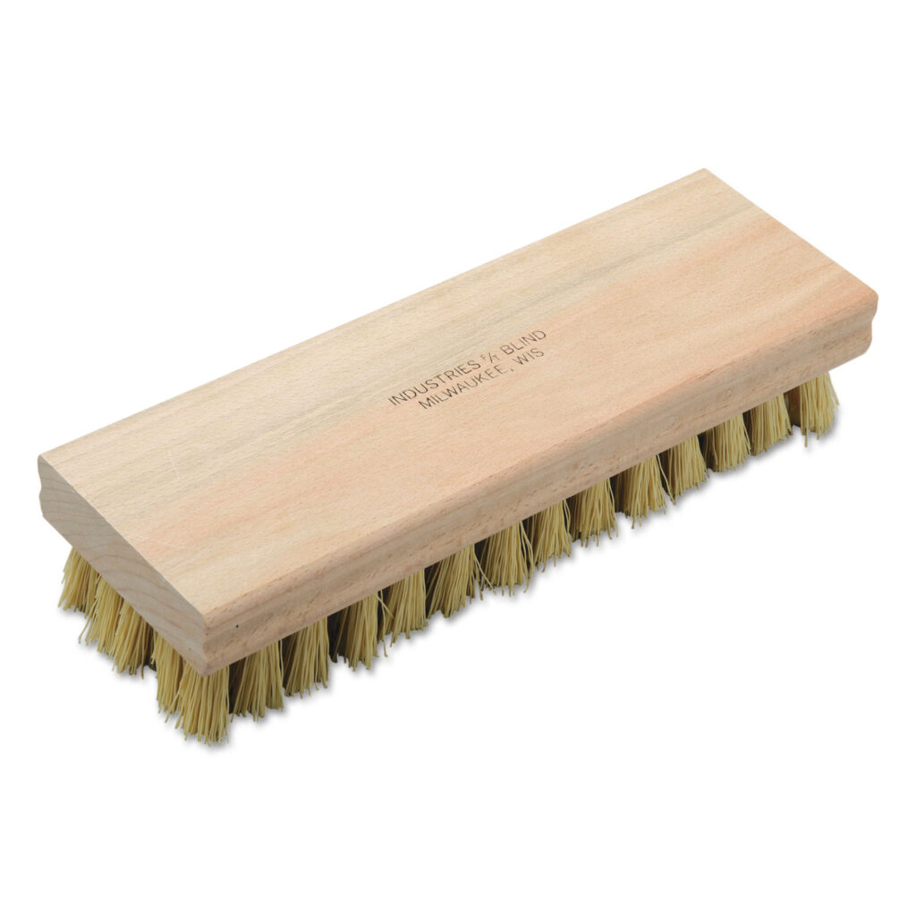 SKILCRAFT, Hand Scrub Brush, 2.75 x 8 Brush, 1″ Bristles, White/Gold