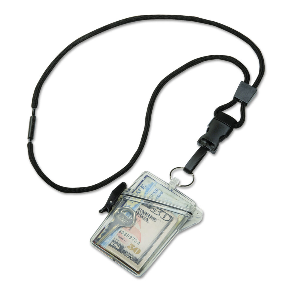 skilcraft-waterproof-multiple-id-holder-with-lanyard-clear-dozen