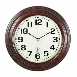 atomic wall clock hardwood round frame