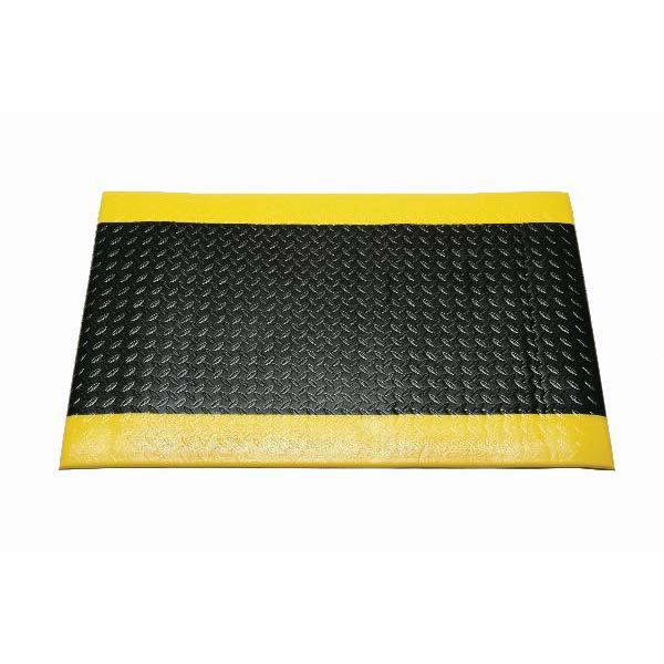 Anti-Fatigue Mat - Industrial Duty- 2' x 9/16" x 3' - Black with Yellow Safety Stripe 7220015826226